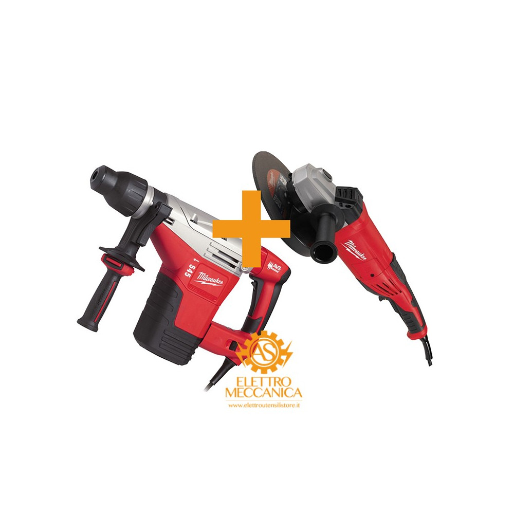Kit Martello Demolitore Perforatore Kango 545 S + Smerigliatrice Ag 22-230/Dms 2200w Milwaukee 4933442505 Kit Martello Demolitore Perforatore Kango 545 S + Smerigliatrice Ag 22-230/Dms 2200w Milwaukee 4933442505