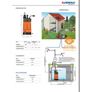 Elettropompa Sommergibile MULTIGIRANTE Monofase 0.55KW 0.75HP TOP MULTI 2 Pedrollo cavo 10mt