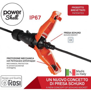 Presa Schuko IP67 Con Gusci Di Protezione Per Spine Schuko Pressofuse 10a 2p+T- Rosi art. 1823