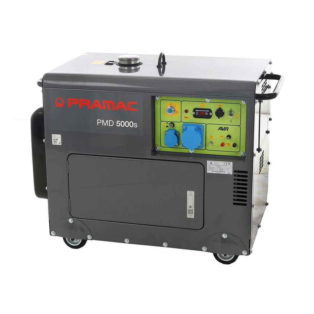 Generatore di corrente 4,2 kW monofase diesel Pramac PMD5000s silenziato - Con ruote