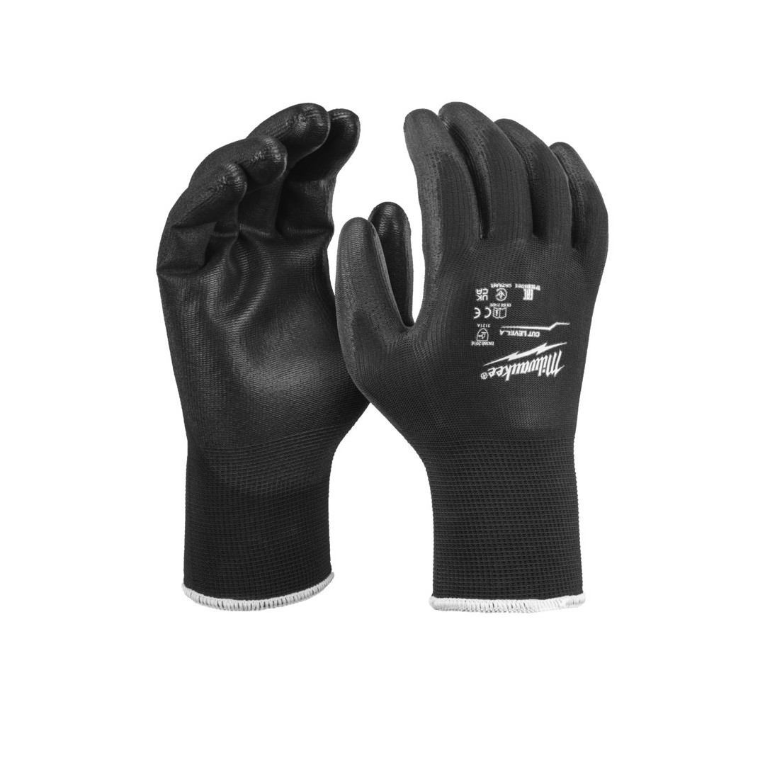 MILWAUKEE Black Polyurethane Gloves 12pcs Size M / 8