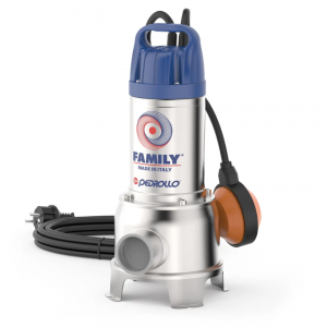 Pedrollo Family Vortex Submersible Pump for Dirty Water - 0.50 kW - 0.70 HP