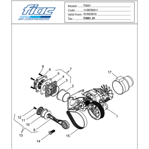 Connecting Rod, Piston and Cylinder Kit for FIAC F3001, Black & Decker CP6, Michelin MCX 6 and MCX 20 Compressors