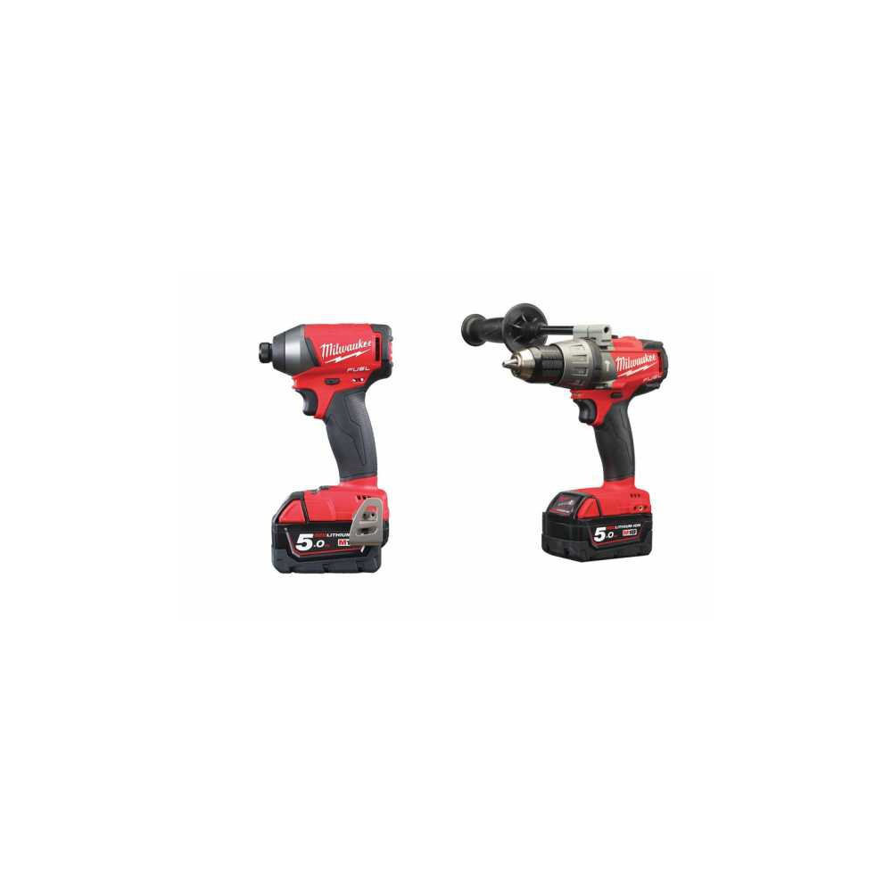 KIT MILWAUKEE M18SET2O-504X_KIT 18V -TRAPANO M18FPD-502X-M18 FID ATTACCO Â¼?-4 BATT.5AMP.