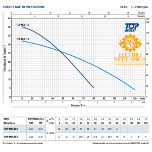 Elettropompa Sommergibile MULTIGIRANTE Monofase 0.55KW 0.75HP TOP MULTI 2 Pedrollo cavo 10mt