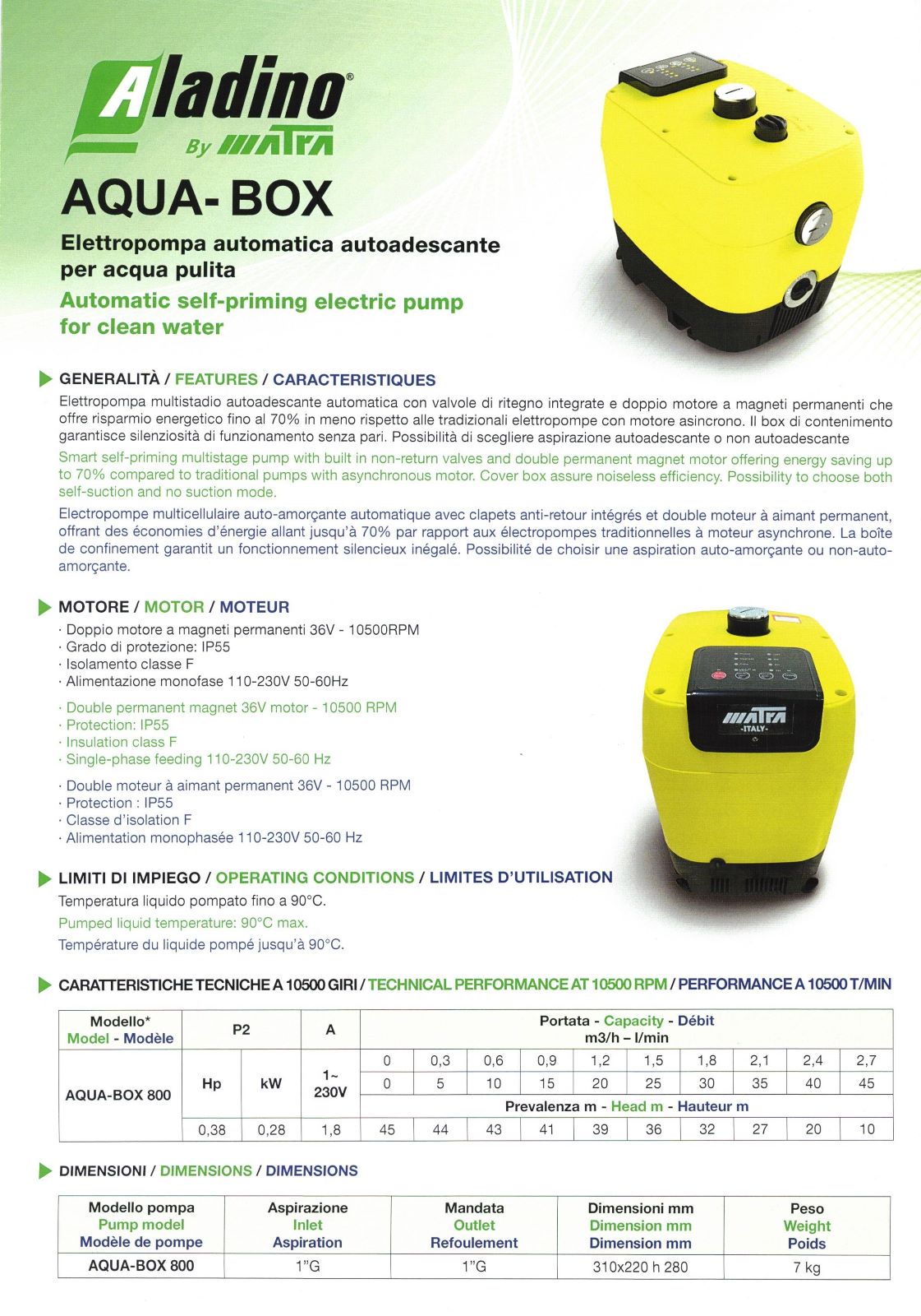 ACQUA-BOX ELETTROPOMPA AUTOMATICA AUTOADESCANTE PER ACQUA PULITA